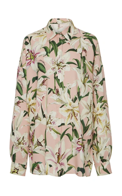 Shop Dolce & Gabbana Floral-print Silk-blend Top