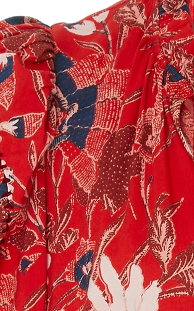 Shop Ulla Johnson Liv Printed Cotton Mini Dress In Red