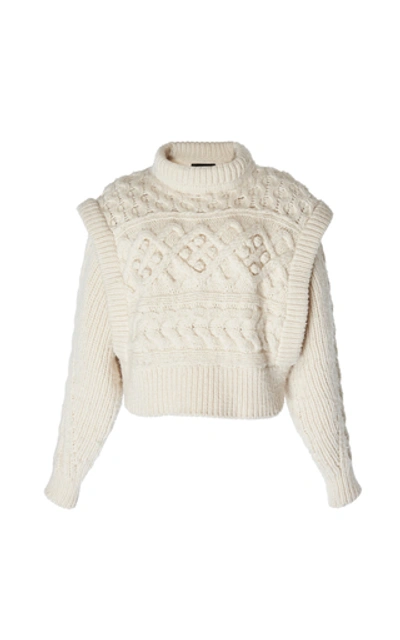 Shop Isabel Marant Milane Layered Cable Knit Sweater In Ivory