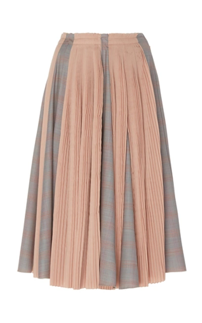 Shop Alexandre Blanc Pleated Wool Knee-length Skirt In Neutral