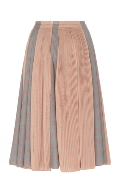 Shop Alexandre Blanc Pleated Wool Knee-length Skirt In Neutral