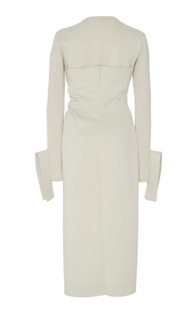 Shop Off-white Logo-printed Wrap Midi Dress In White