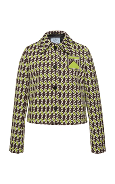 Shop Prada Cropped Jaquard Jacket In Print