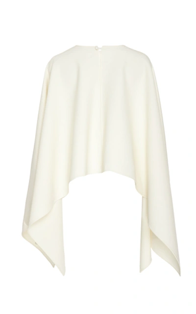Shop Oscar De La Renta Wool-blend Crepe Blouse In White