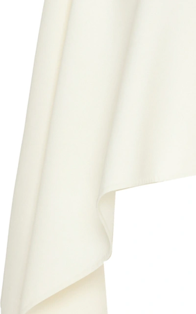 Shop Oscar De La Renta Wool-blend Crepe Blouse In White