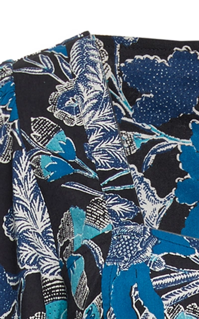 Shop Ulla Johnson Nora Printed Cotton-blend Midi Dress In Blue