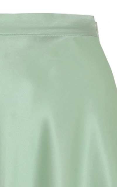 Shop Anouki Layered Silk And Chiffon Midi Skirt In Green