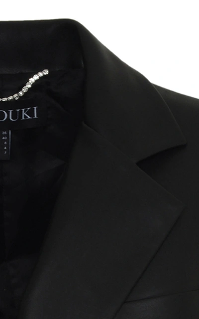 Shop Anouki Double-breasted Leather-effect Blazer In Black