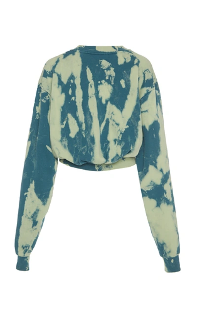 Shop Off-white Printed Cropped Cotton Sweatshirt In Blue