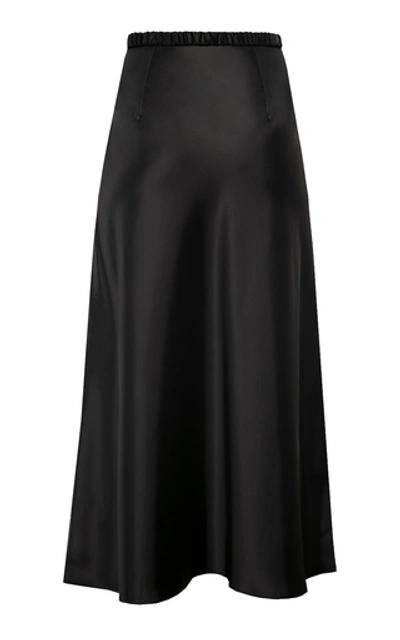 Shop Anna October Dido Satin Midi Skirt In Black