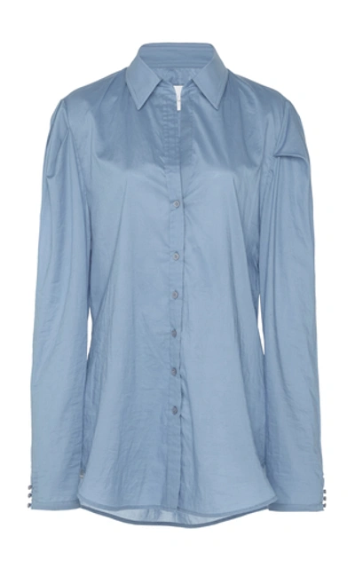 Shop Johanna Ortiz Debajo Del Mar Button-up Cotton Shirt In Blue