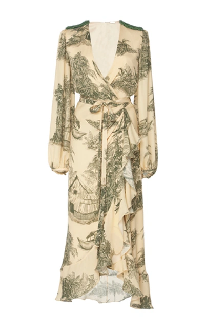 Shop Johanna Ortiz Al Son Del Tambor Silk-georgette Midi Dress In Print