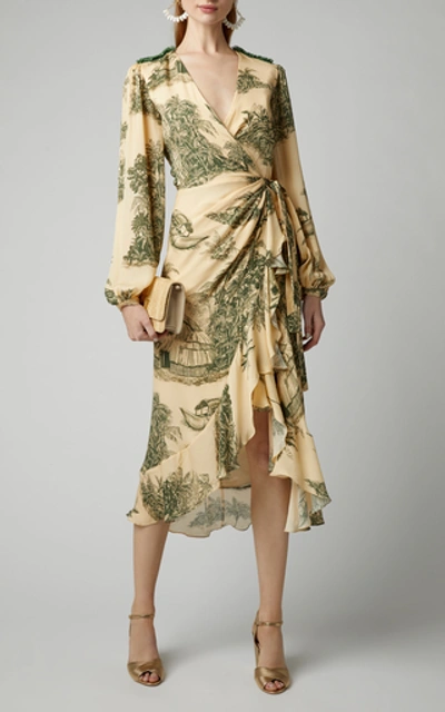 Shop Johanna Ortiz Al Son Del Tambor Silk-georgette Midi Dress In Print