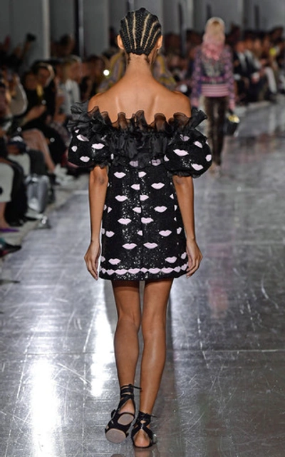 Shop Giambattista Valli Off-the-shoulder Sequined Mini Dress In Print