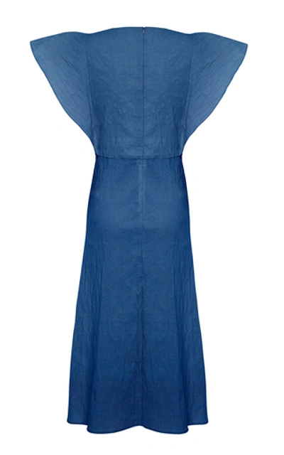 Shop Anna Quan Zara Cotton-blend Midi Dress In Blue