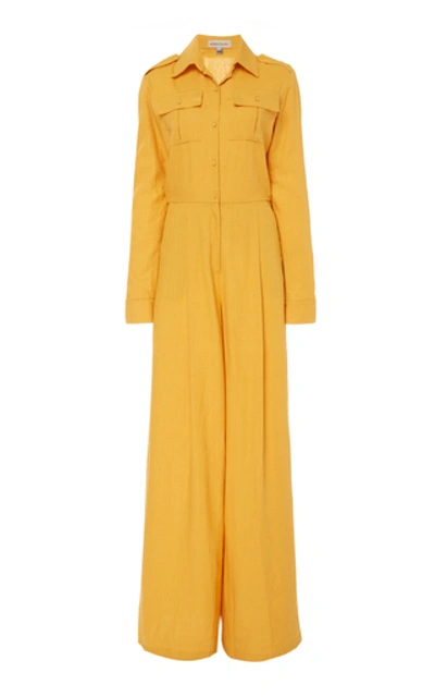 Shop Andres Otalora Mendoza Jumpsuit With Belt In Yellow