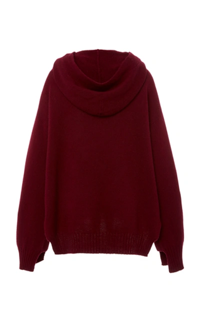 Shop Rosetta Getty Oversized Wool And Cashmere-blend Hooded Sweatshirt In Burgundy