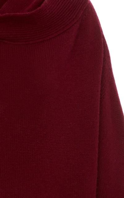 Shop Rosetta Getty Oversized Wool And Cashmere-blend Hooded Sweatshirt In Burgundy