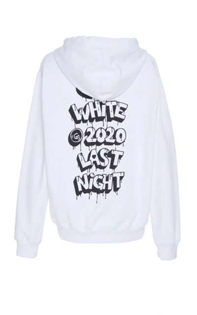 Shop Off-white Logo-printed Knit Cotton Hoodie In White