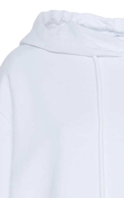 Shop Off-white Logo-printed Knit Cotton Hoodie In White