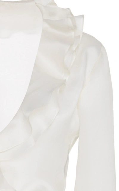 Shop Andres Otalora Mariara Ruffle Blouse In White