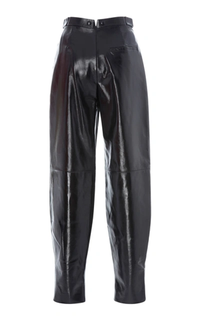 Shop Givenchy Pleated Leather Tapered Pants In Black