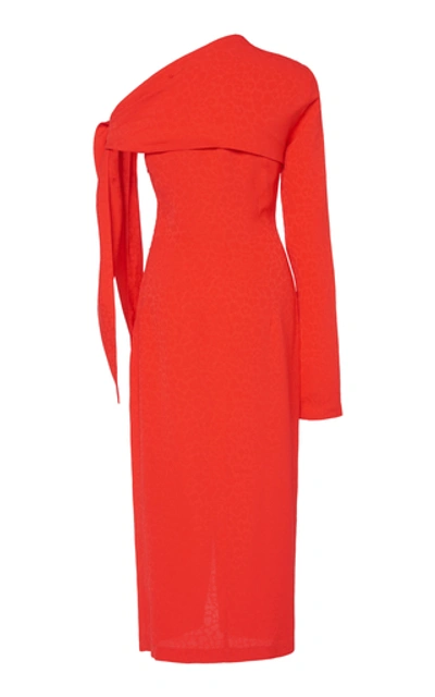 Shop Materiel Open Shoulder Wool Dress In Red