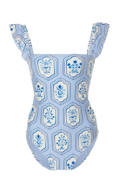Agua By Agua Bendita Nativa Ruffled Printed Swimsuit In Print