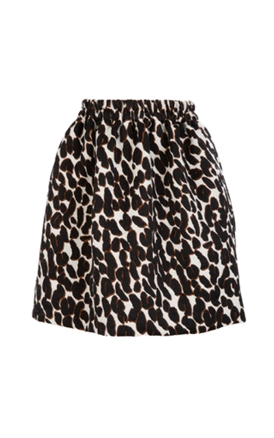 Shop La Doublej Pouf Elastic-waist Full Mini Skirt In Brown