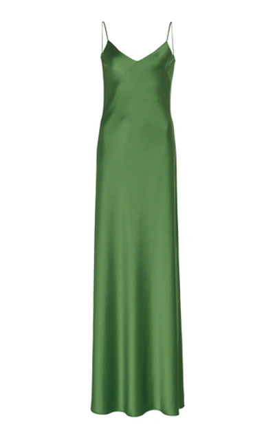 Shop Galvan Satin Maxi Dress In Green