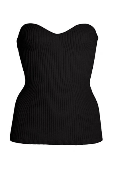 Shop Khaite Lucie Ribbed Stretch-knit Top In Black