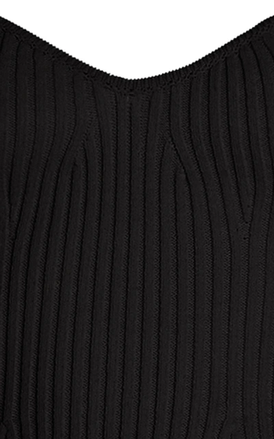 Shop Khaite Lucie Ribbed Stretch-knit Top In Black