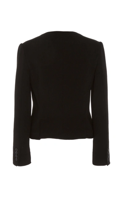 Shop Alexandre Blanc Peplum Crepe Blazer In Black