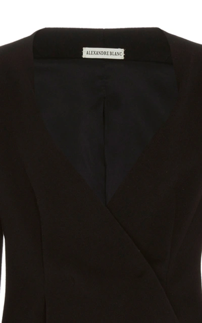 Shop Alexandre Blanc Peplum Crepe Blazer In Black