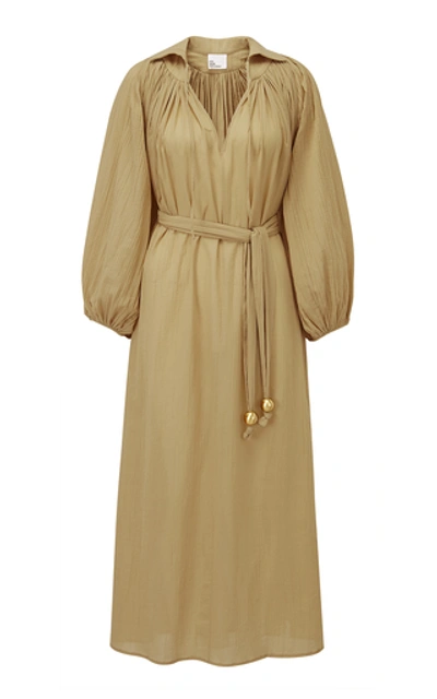 Shop Lisa Marie Fernandez Belted Cotton-voile Midi Dress In Neutral