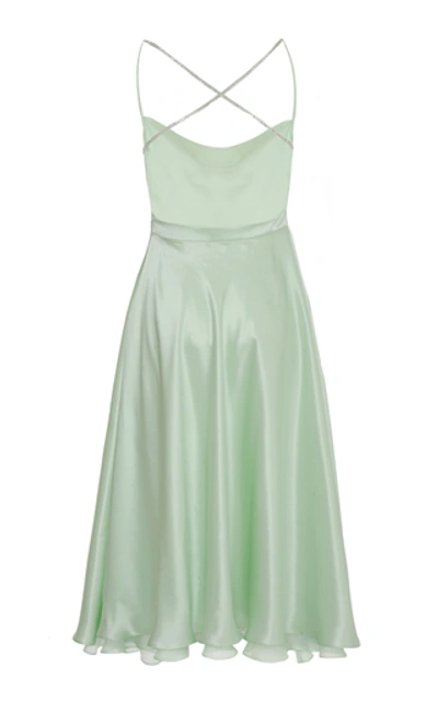 Shop Anouki Layered Crystal-embellished Silk Midi Dress In Green