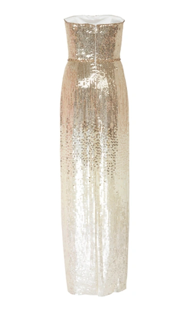 Shop Jenny Packham Rafela Ombre Chiffon Sequined Gown In Gold