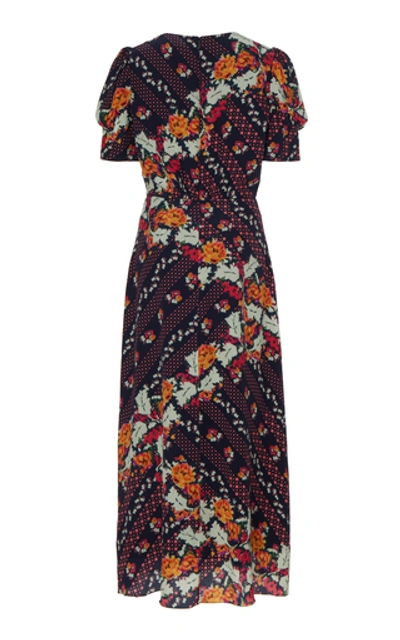 Shop Saloni Bianca Printed Silk-georgette Midi Dress In Multi