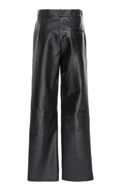 Shop Loewe Leather Straight-leg Pants In Black