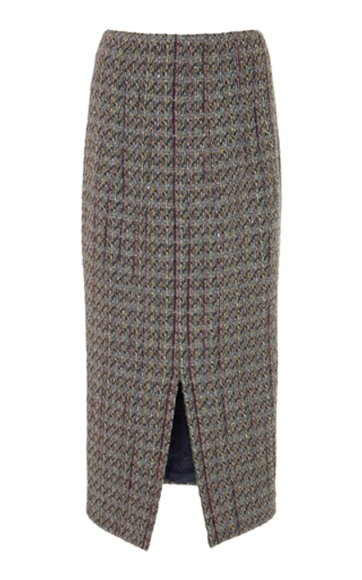 Shop Brock Collection Pollie Tweed Pencil Skirt In Grey