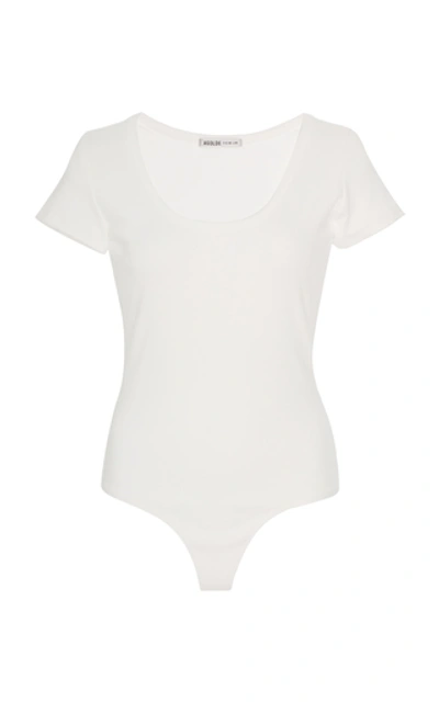 Shop Agolde Ribbed Cotton-jersey Bodysuit In White