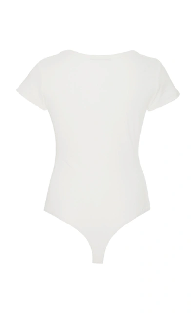 Shop Agolde Ribbed Cotton-jersey Bodysuit In White