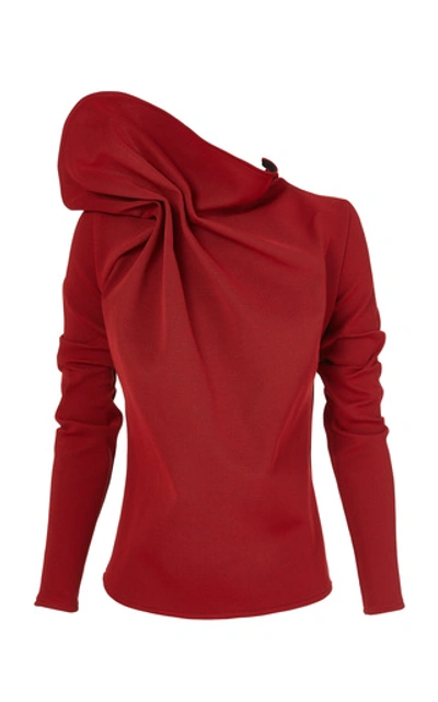 Shop Maticevski Bloom Gathered Cady Top In Red