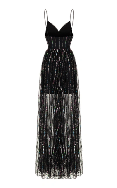 Shop Rasario Women's Sequined Tulle Maxi Gown In Black