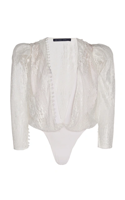 Shop Zeynep Arcay Lace Body Suit In White