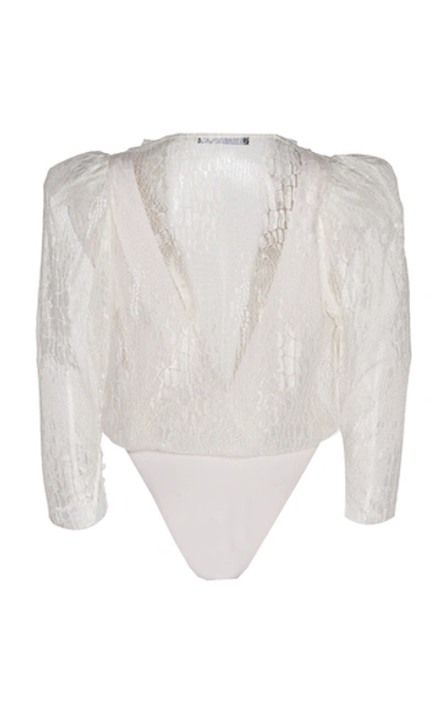 Shop Zeynep Arcay Lace Body Suit In White