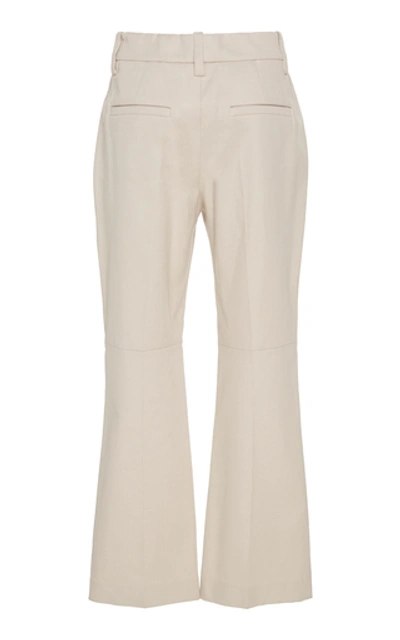 Shop Brunello Cucinelli Cropped Stretch-cotton Flared Pants In Neutral