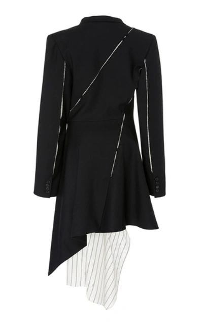 Shop Monse Deconstructed Slashed Wool-blend Jacket Dress In Black