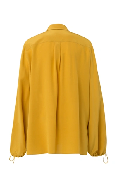Shop Dorothee Schumacher Tie-detailed Silk Blouse In Yellow