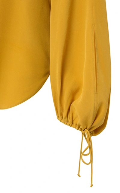 Shop Dorothee Schumacher Tie-detailed Silk Blouse In Yellow